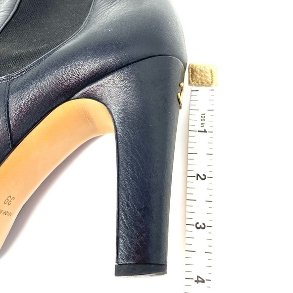 CHANEL CC LOGO SHORT LEATHER BLACK CHELSEA ANKLE BOOTS WITH CHUNKY HEELS SZ 39 - Picture 11 of 12